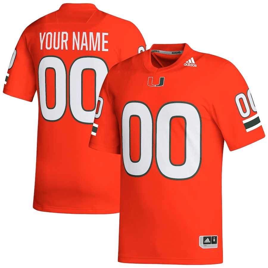 Men%27s Miami Hurricanes Customized Orange Stitched Football Jersey->customized ncaa jersey->Custom Jersey